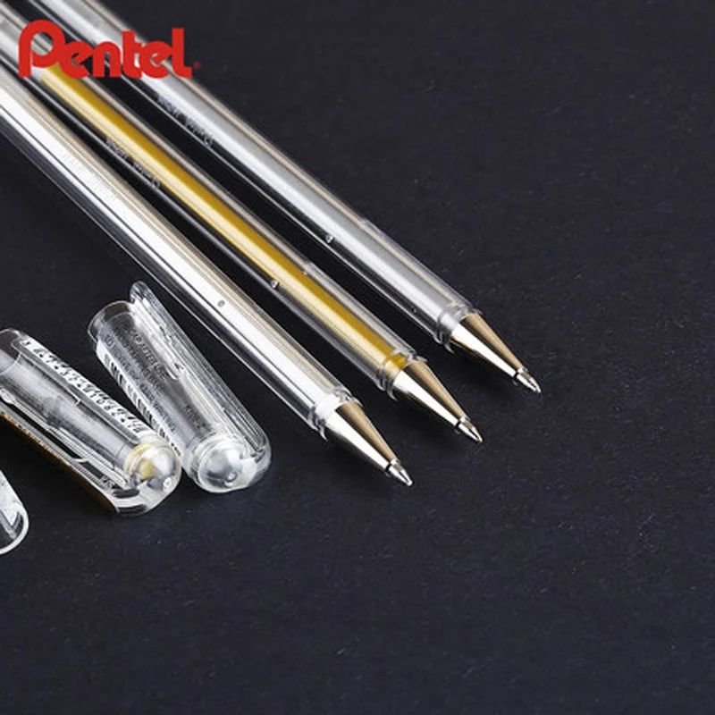 3 шт./лот Pentel K108 0,8 мм гель с металлическим эффектом чернильная ручка бело-золотые высокоглянцевая цифровым пером