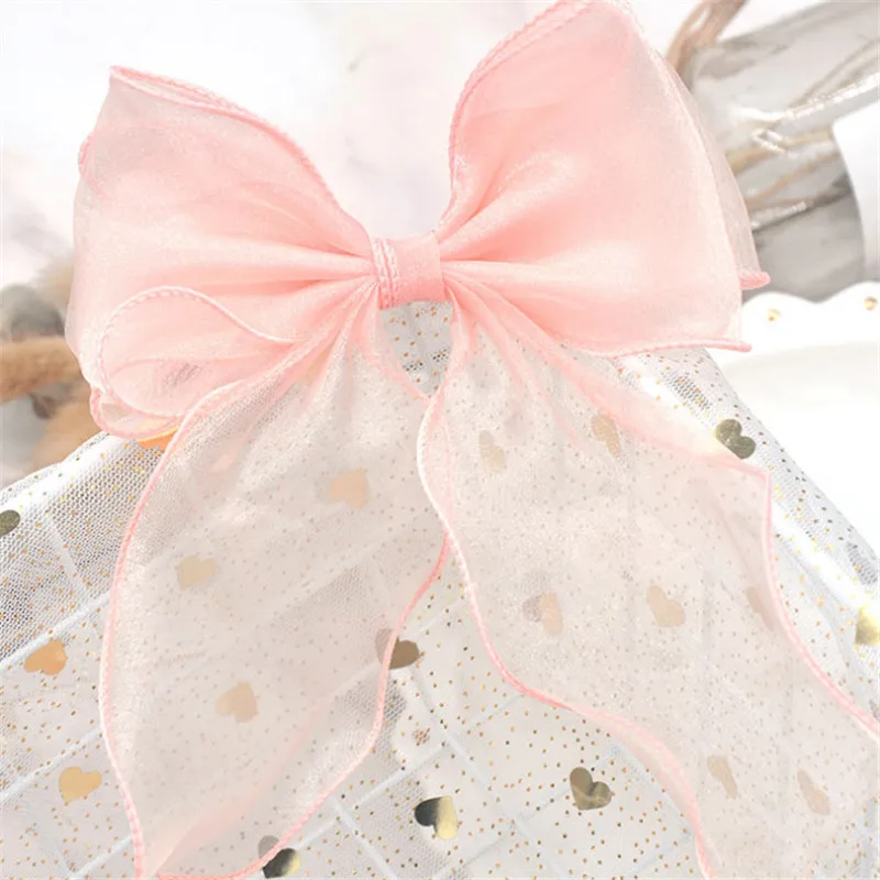 orange pink bow 10 шт./лот; Новинка; модная пряжа для девочек; бант; Шпилька; блестящее сердце; топ; заколка; детский весенний зажим; головной убор для принцессы; аксессуары для волос - Цвет: orange pink bow