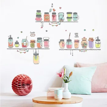 Creative Colored Bottle CanS Family Kitchen Restaurant Wall Sticker PVC Detachable Stickers Kitchen Decor Wall Accessories