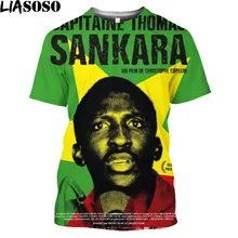 LIASOSO Thomas Sankara Funny T Shirts Burkina Faso Vintage Clothes Karl Marx Communists Graphic Tee Streetwear Men Tee Shirt