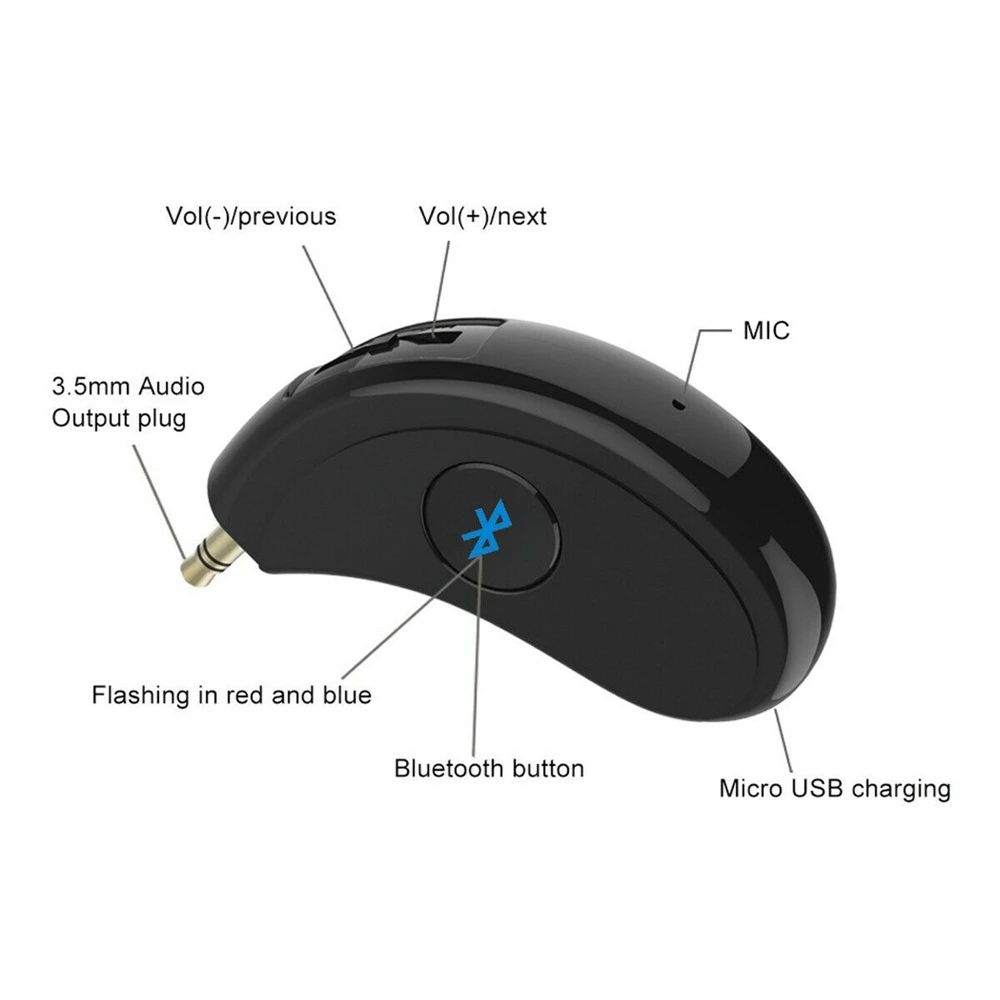 Мини Bluetooth 4,2 беспроводной аудио приемник автомобильный громкой связи 3,5 мм AUX стерео музыкальный адаптер с usb-кабелем для зарядки данных