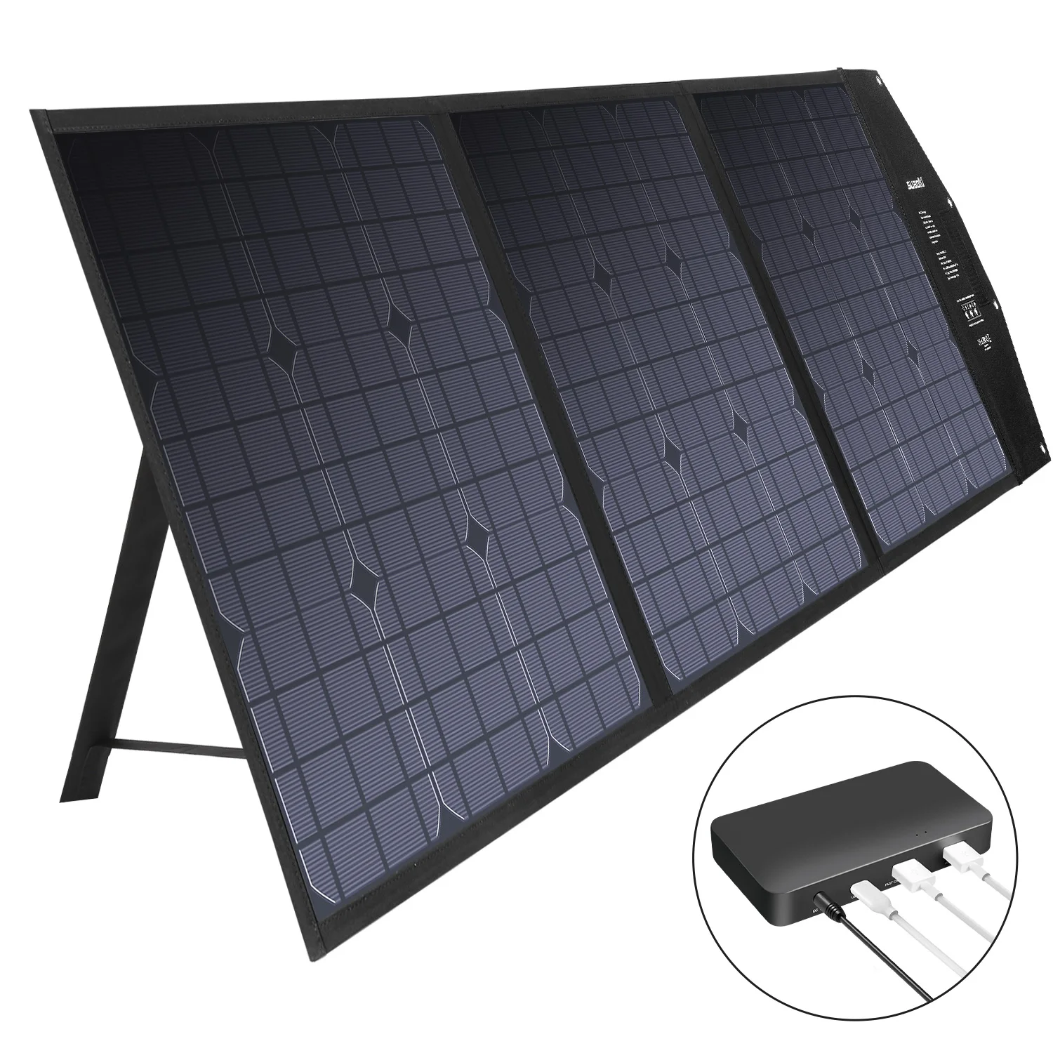 Details about   120W Folding Solar Panel Portable Generator Power Station With USB Charger Bank' 