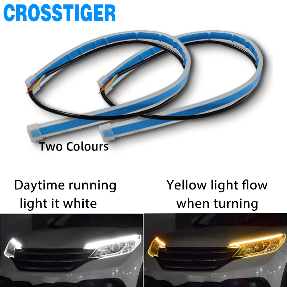 

2pcs Led DRL Daytime Running Lights Flasher Turn Signal DRL Led Strip Car Light Accessories Brake Side Lights Headlight For Auto
