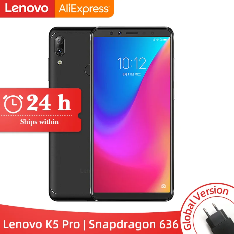 Смартфон lenovo K5 Pro с глобальной ПЗУ, 6 ГБ, 128 ГБ, Восьмиядерный процессор Snapdragon 636, четыре камеры, 5,99 дюйма, 4G, LTE