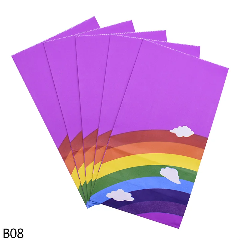 cb08 purple bag 5/10 штук/упаковка с радужным принтом, в горошек, в полоску, мешок для конфет Рождество Бумага сумка для Одежда для свадьбы, дня рождения печенья Еда мешок подарка украшения для упаковки - Цвет: cb08 purple bag