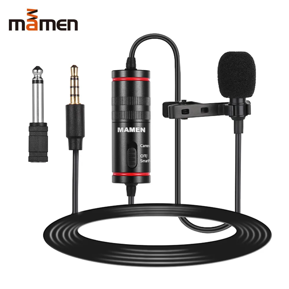 MAMEN KM-D1 петличный конденсаторный мини микрофон Cilp-on нагрудный микрофон 8 м длина кабеля для Vlog видео телефона и DSLR камеры видеокамеры