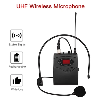 

UHF Wireless Microphone with Two Bodypack Headset Microphone Receiver