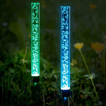 

2pcs Solar Power Tube Lights Lamps Acrylic Bubble Pathway Lawn Landscape Decoration Garden Stick Stake Light Lamp Set