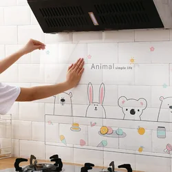 Cute Cartoon Kitchen Stickers High Temperature and Oilproof Paste Self-Adhesive Foil Wallpaper Ceramic Tile Cabinet Wall Sticker