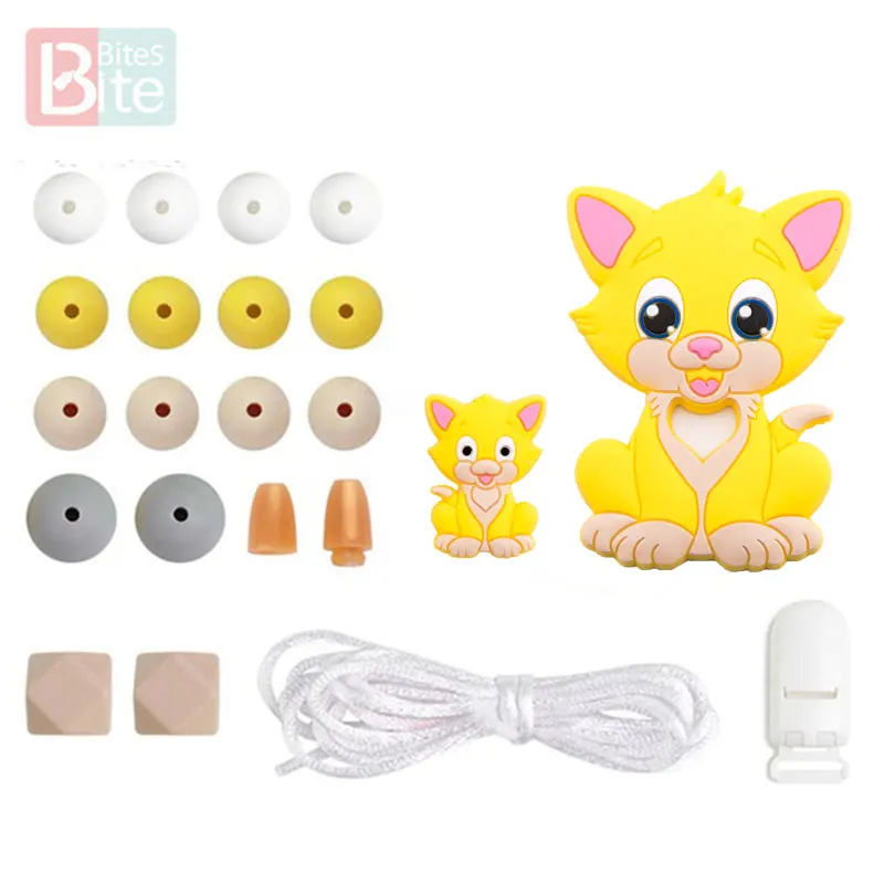 Yellow Cat Кусачки 1 Набор DIY Детский силиконовый Прорезыватель для зубов бисер Прорезыватель грызунов кулон в виде ежа DIY ожерелье Младенцы зуб для детей продукт - Цвет: Yellow Cat
