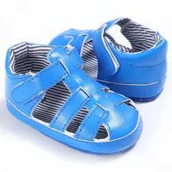 Сандалии для маленьких мальчиков; Летняя Повседневная модная обувь из искусственной кожи с перфорацией; нескользящая обувь