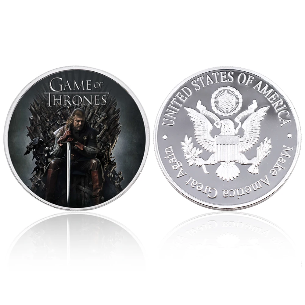 Игра престолов памятные сувениры подарки 999,9 посеребренные металлические монеты художественные украшения коллекции - Цвет: style 8