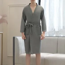 CYSINCOS халат Мягкий впитывающий легкий длинный однотонный цветное кимоно вафельный спа Халат одежда для отдыха для мужчин одежда