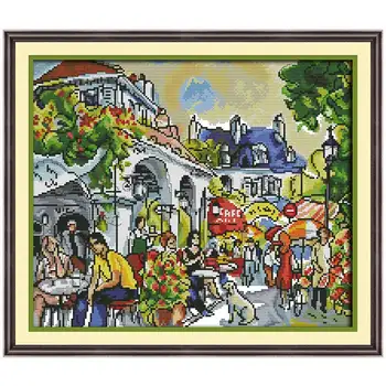 

Bustling streets painting counted printed on the canvas 11CT 14CT DIY kit Cross Stitch embroidery needlework Sets home decor