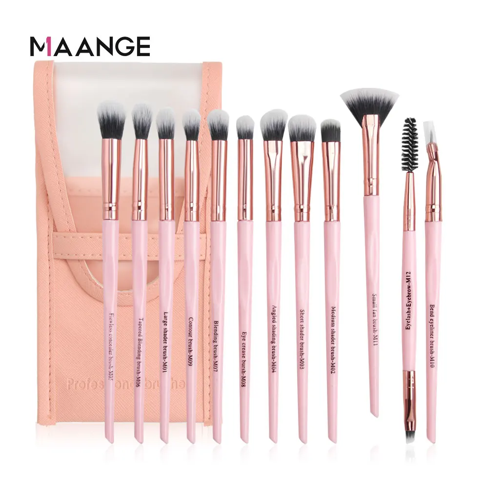 

Makeup Brushes 12pcs/lot Brush set with Case EyeShadow Blending Eyeliner Eyelash Eyebrow Make up Brushes Professional Brush Tool