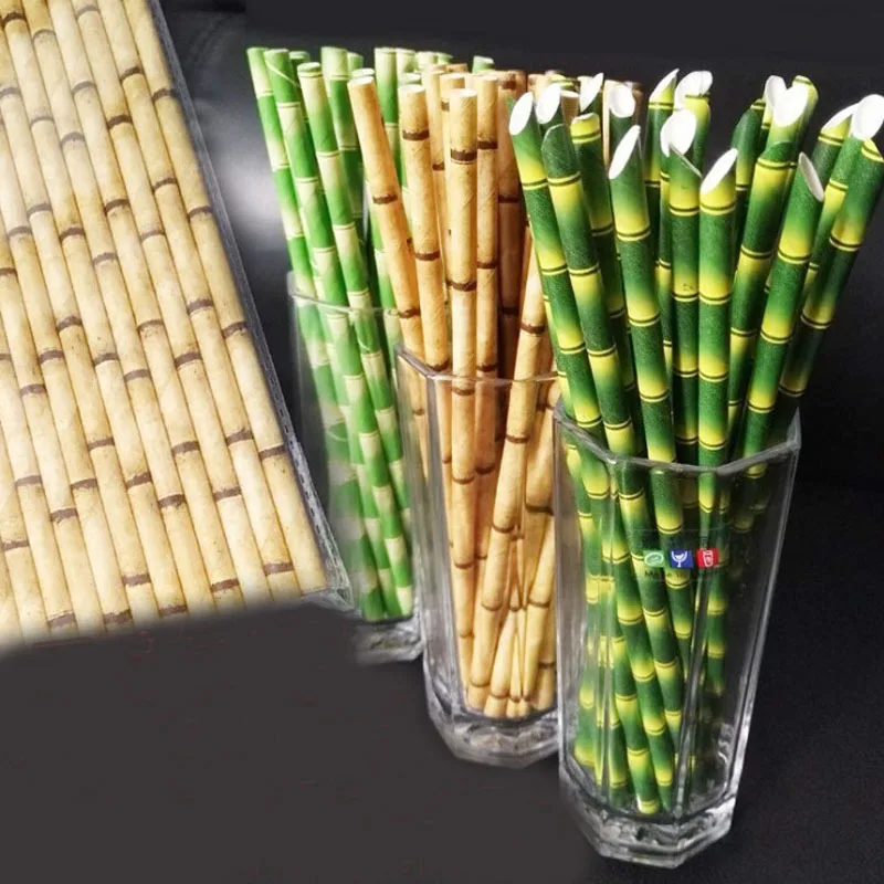 

25pcs Stripe Paper Drinking Straws Party Green Paper Straw Wedding Birthday Party Decor Supplies Disposable Straw Tableware