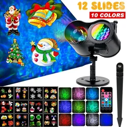 Projecteur Laser de noël 12 diapositives, lumière de scène Led étanche pour noël nouvel an lampe de paysage 