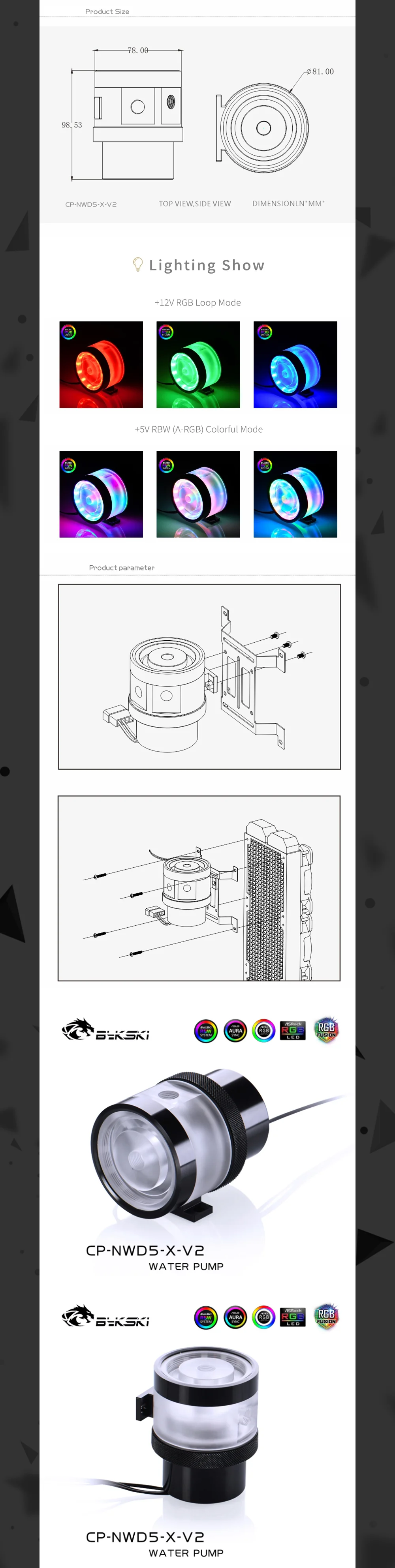 Bykski D5 PWM Water Cooling Pumps, Maximum Flow 1100L/H, Maximum Lift 3.8 Meter, CP-NWD5-X-V2  