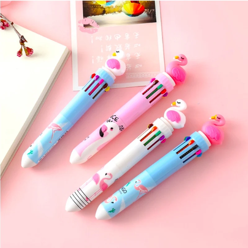 

Lovely Cartoon 10Colors Multicolor Ballpoint Pen Multifunction Ball Pen For 10 Colors Creative Stationery School Office Supplies