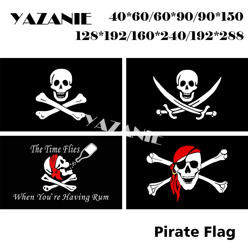 5/' x 3/' Pirate Flag Time Flies When You/'re Having Rum Skull /& Crossbones Banner
