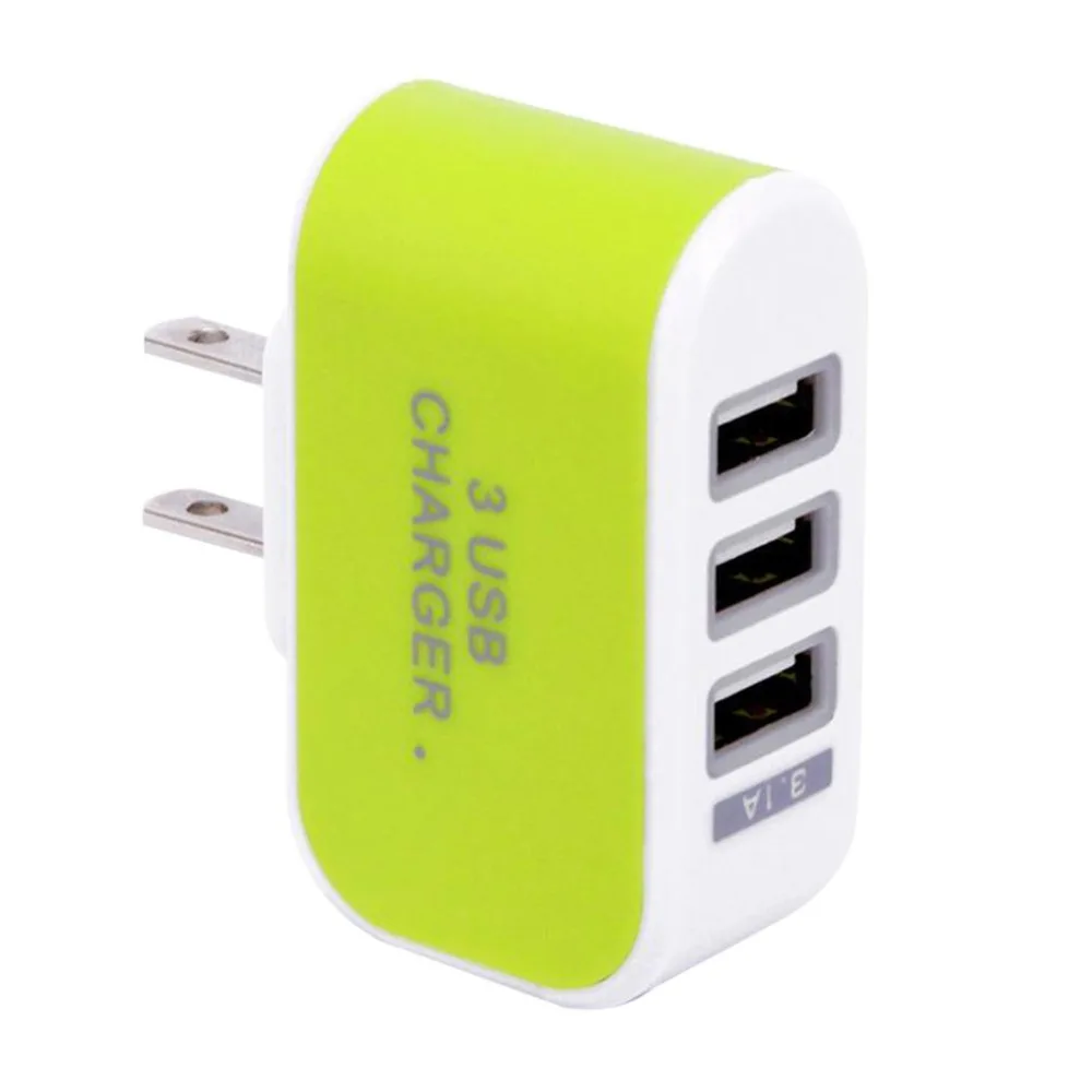 Universal Candy Color 3USB Charger Travel Wall Charger Adapter Smart Mobile Phone Power Supply Charger for Tablets