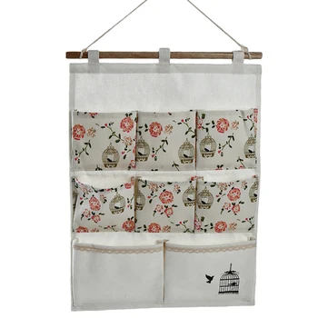 

Hanging Storage Bag Finishing Bag Bathroom Wall-Mounted Storage Box Cosmetic Box Cotton Linen Linen Multi-Layer Storage Bag