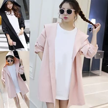 Осеннее пальто для женщин и девочек, Свободный плащ средней длины с капюшоном в консервативном стиле на весну, G66