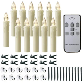 

10pcs Halloween Candle Lights Remote Control LED Lights Electronic Lights White