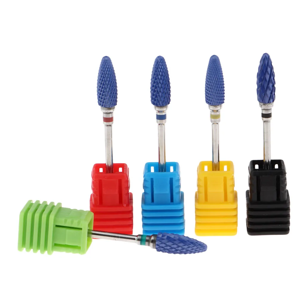 5Pcs/set Durable Ceramic Nail Grinding Drill Bits for Acrylic Gel UV Nails Removal, Safety Cuticle Dead Skin Cleanser, XF~XC