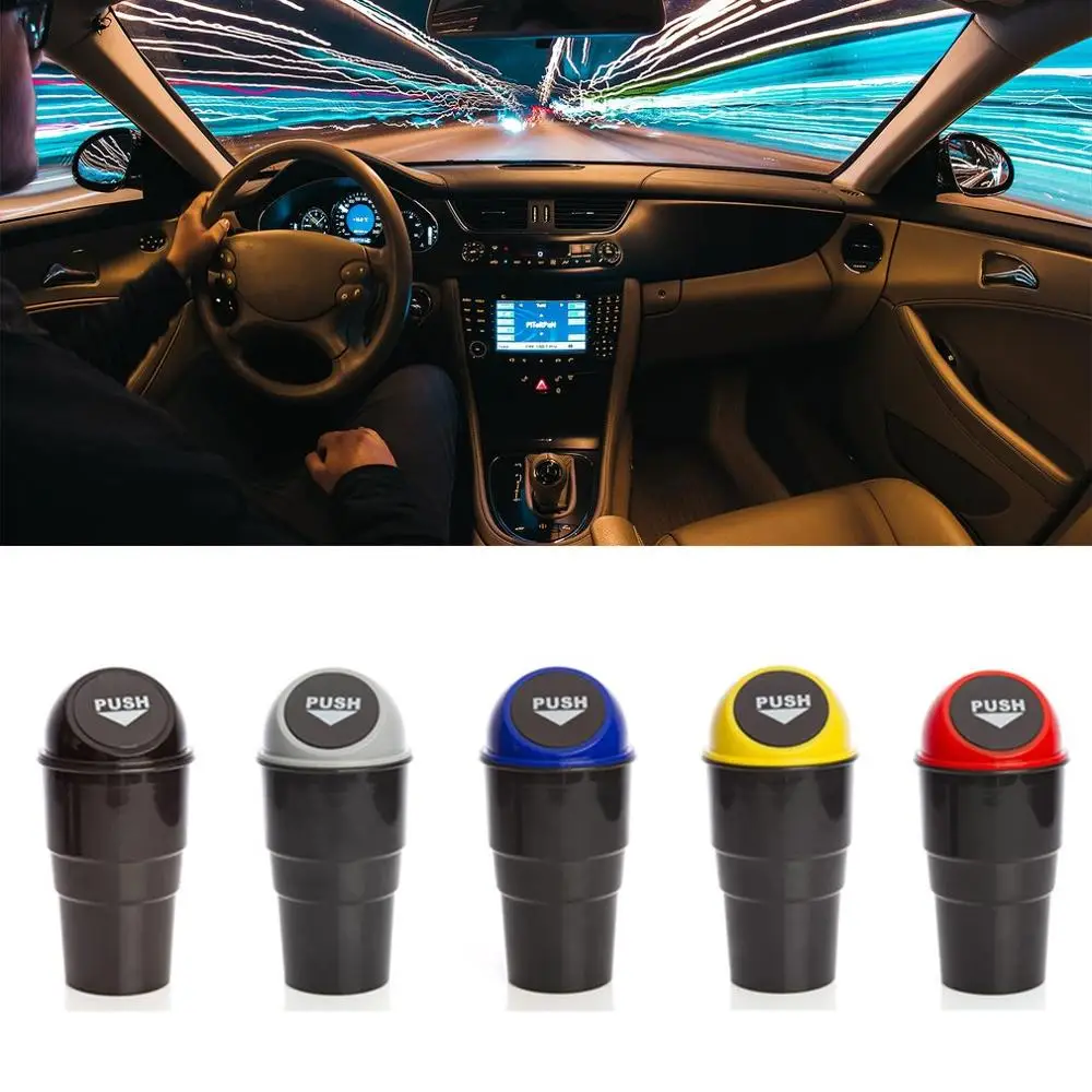 

Practical Portable Car Garbage Can Ashtray Trash Dust Case Holder Interior Accessories Auto Plastic Rolling Cover