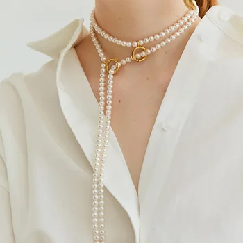 

2019 New Style Pearl Long Necklace, Multi Wear Method Sweater Chain