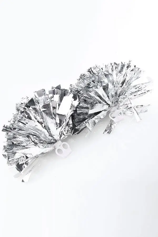 silver color 2 шт футбольная баскетбольная команда Черлидинга вечерние танцевальные девушки помпон пара - Цвет: silver color
