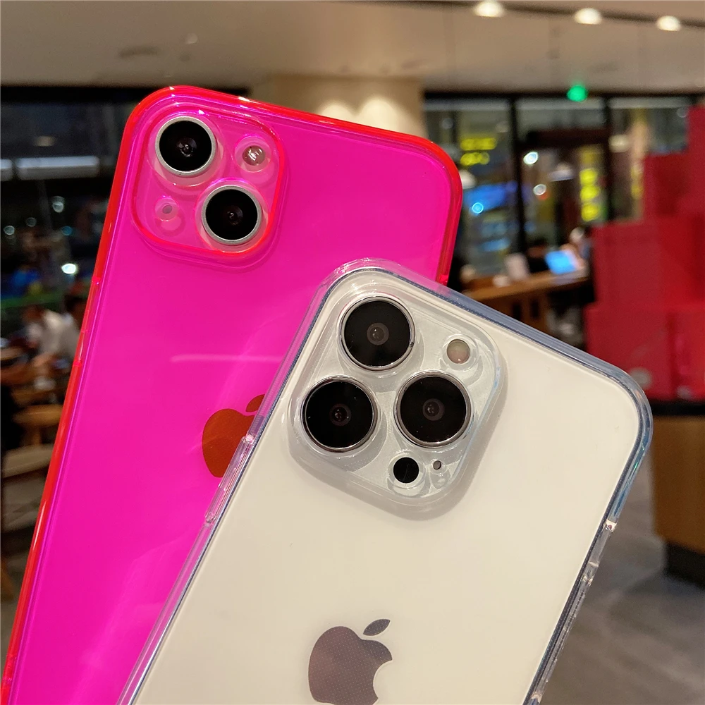 Vibrant Neon Clear Candy Color Silicone Case - Slim & Soft Design