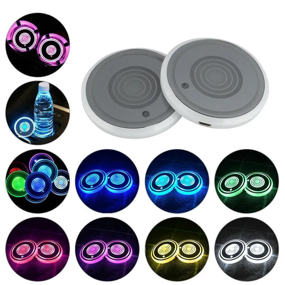 Автомобильный светодиодный держатель для стакана 7 цветов коврики
