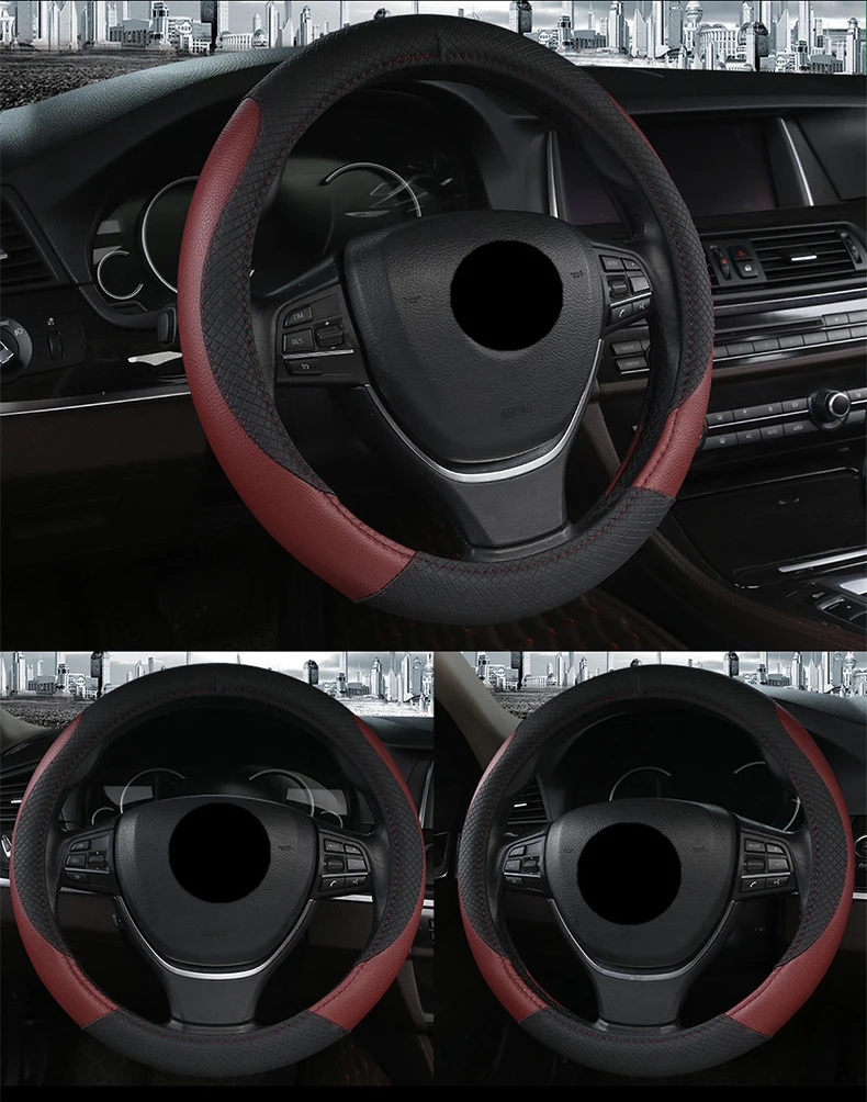 Чехол рулевого колеса автомобиля подходит для Ford Ka Fiesta Focus Mondeo EcoSport Kuga C-MAX Mazda Demio Mazda 2 Axela Mazda 3 CX-3 CX-5 и т. Д
