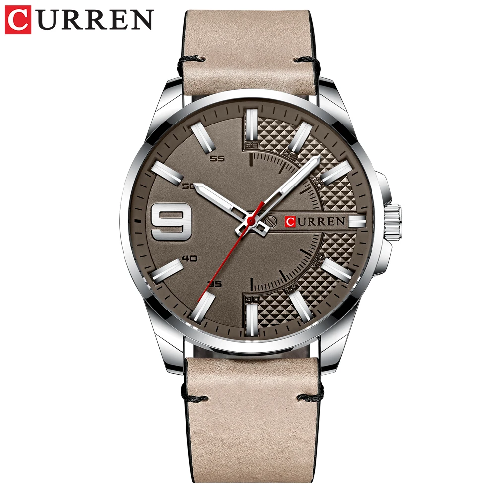 silver gray Curren 8371,, Топ бренд, роскошные деловые часы, мужские часы, мужские кварцевые наручные часы, светящиеся стрелки, мужские часы - Цвет: silver gray
