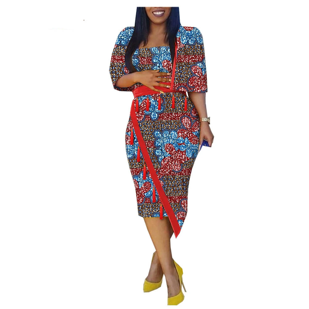 

African Women irregular Half Sleeve Dress For Wedding Party 2020 New Design Lady Fashion Print Formal Dress XS-3XL