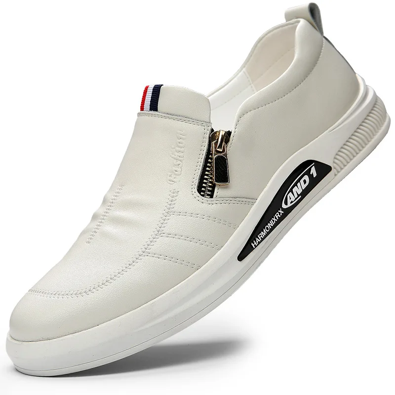 

Men Loafers Leather Black White Sneakers Men Comfortable Breathable Men Casual Shoes Lightweight Summer Youth Male Footwear