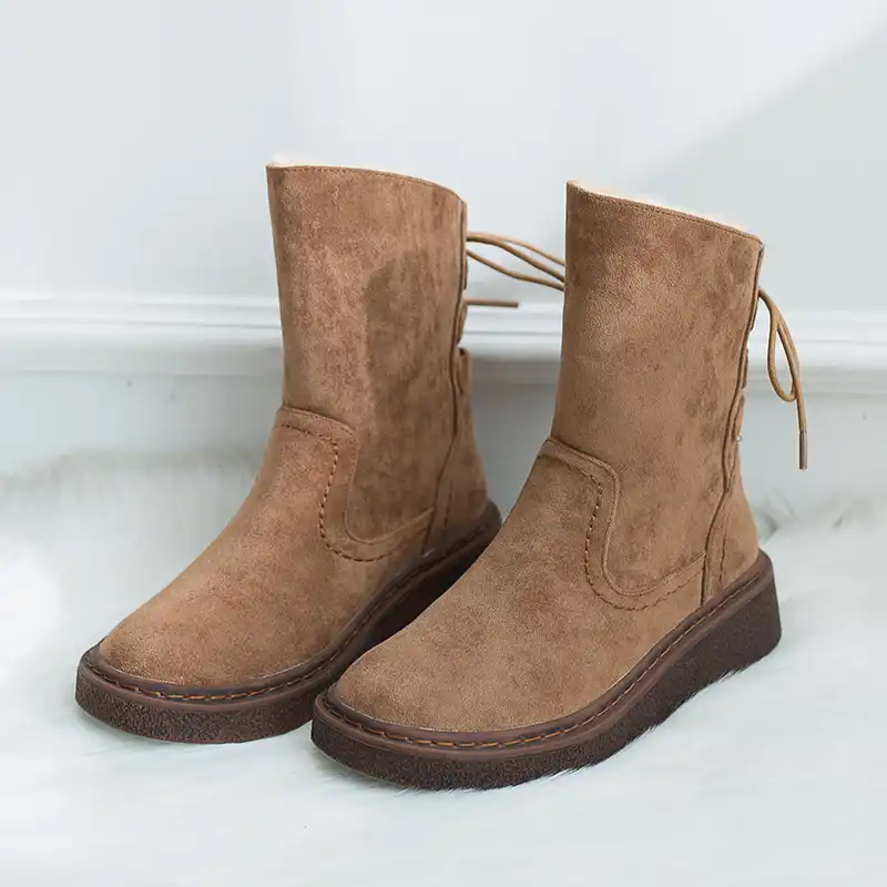 Botas con cordones para mujer, botines marrones con plataforma, bonitas  botas de nieve cálidas de felpa antideslizantes, zapatos de piel, U11 27,  2019|Botas de nieve| - AliExpress