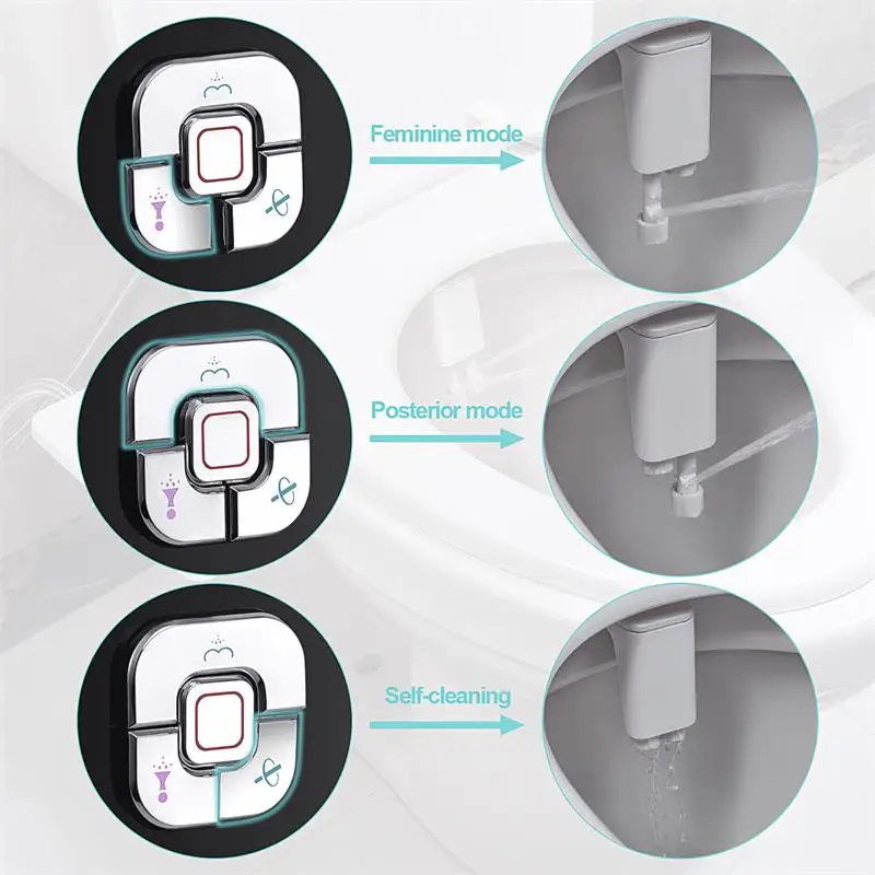 Bidet Toilet Seat Attachment Ultra-thin Non-electric Self-cleaning Dual Nozzles Frontal & Rear Wash Cold Water Personal Hygiene 4 Bidet Toilet Seat Attachment Ultra-thin Non-electric Self-cleaning Dual Nozzles Frontal & Rear Wash Cold Water Personal Hygiene 4