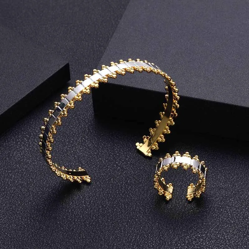 jankelly luxury Unique African Bracelet Bangle Ring Sets For Women Wedding Cubic Zircon Crystal CZ Dubai Bridal Jewelry Sets