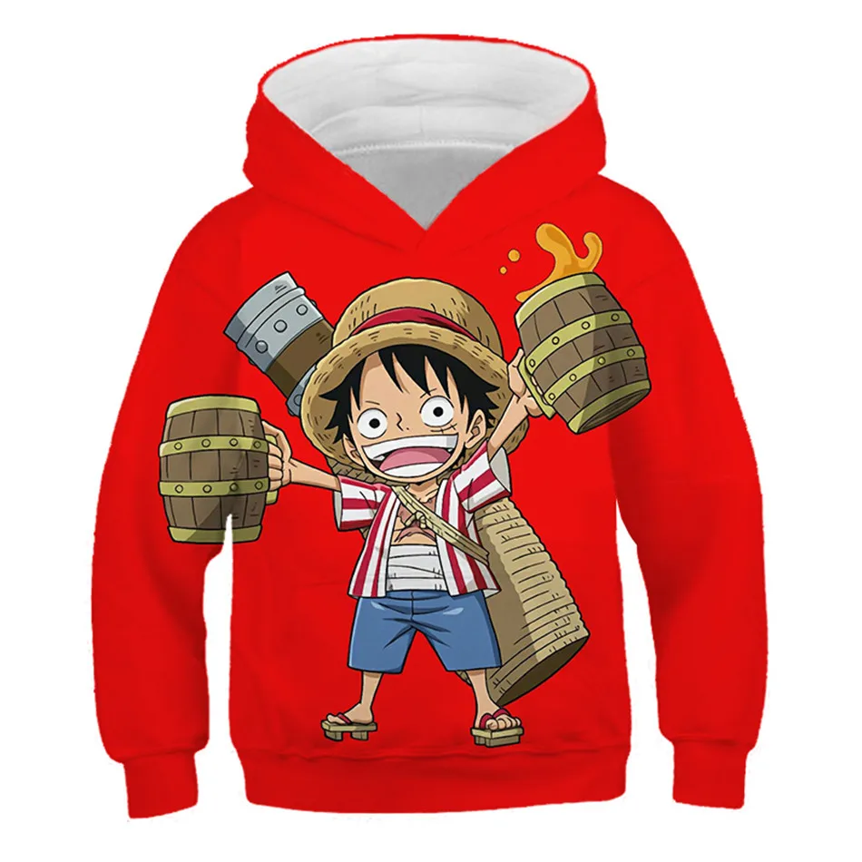 Детская Лидер продаж японское аниме One piece толстовки Луффи 3D свитшот с капюшоном с принтом осенний пуловер для детей Топы От 4 до 13 лет