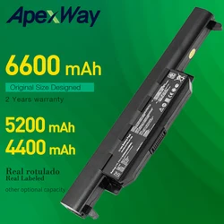 ApexWay batería para ordenador portátil Asus, 4400mAh, A32 K55, A75, K45, K55, A33 K55, A45, A55, K75, R400, R500, R700, U57, X45, X55, X75 series