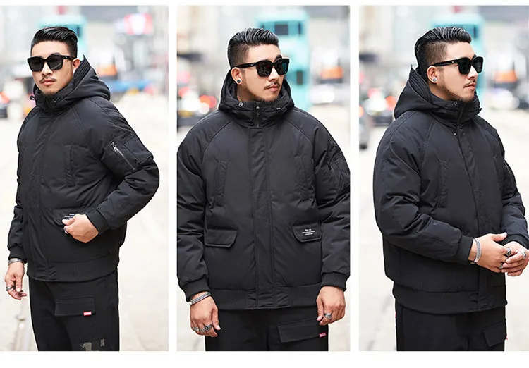 GXXH Extra Large Men's Jacket Big Man Thick Coat Winter Oversized High Quality Hooded Jacket Coat 6XL 7XL Black Plus Size Parkas