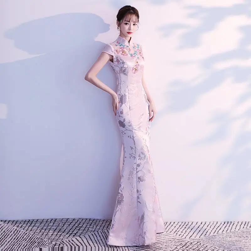 Вечерние Длинные Cheongsam ретро сексуальное тонкое платье свадебное платье китайский стиль свадебное Qipao модная женская одежда Vestido