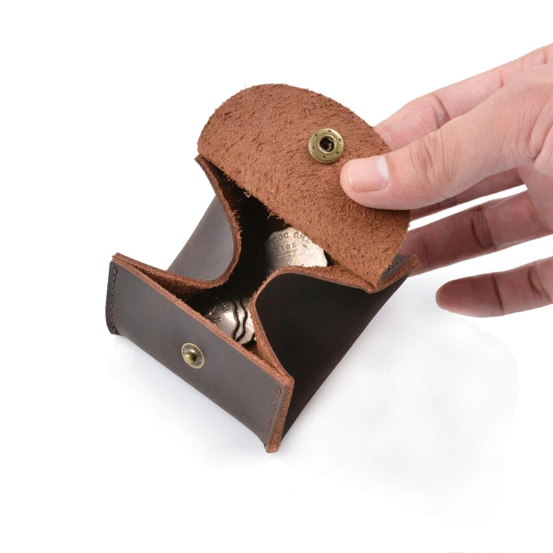 Vintage High Qualtiy Cow Leather Coin Purse Mini Small Wallet Female Real Cow Leather Individuation Men Women Coin Bag