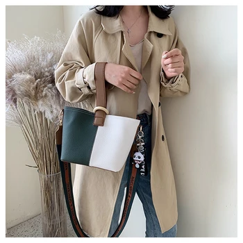 

New Women Handbags PU Leather Bucket Shoulder Bags Female Fashion Large Capacity Crossbody Messenger Bags Girls