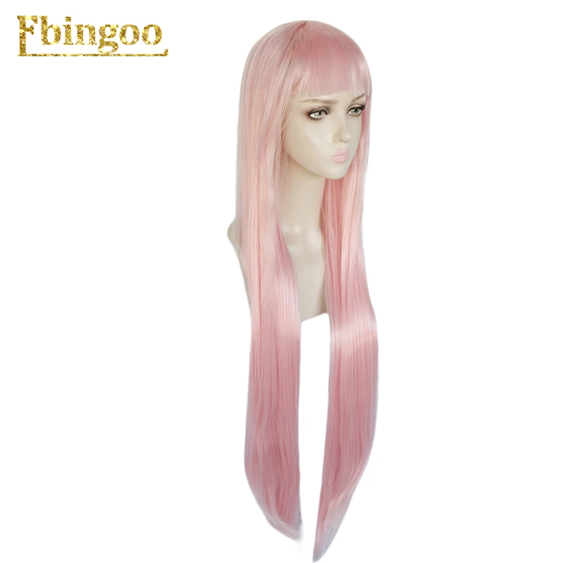 Ebingoo Hair cap+ DARLING in the FRANXX Zero Two 02 Длинный натуральный прямой розовый синтетический парик для косплея с челкой для женщин