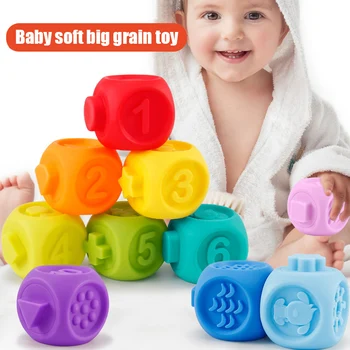 

Soft Building Blocks 3D Emboss Teething Chewing Educational Bath Toy for Baby Toddlers Kids S7JN