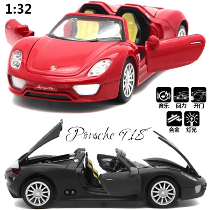 1:32 Porsche Roadster, модель автомобиля из сплава, светильник, звуковой эффект, оттягивающий назад, спортивный автомобиль, сплав, детские игрушки, подарок на день рождения